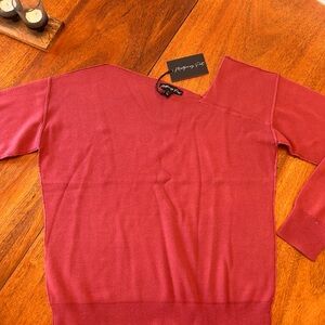 Montgomery Post Hazel neckline desk to dinner burgundy Off-the-Shoulder Sweater